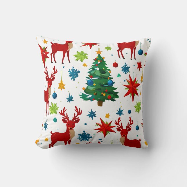 A Festive Christmas Pattern Digital Art Cushion (Front)