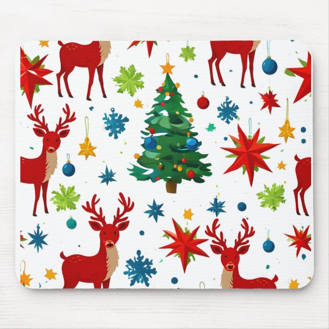 A Festive Christmas Pattern Digital Art Mouse Pad (Front)