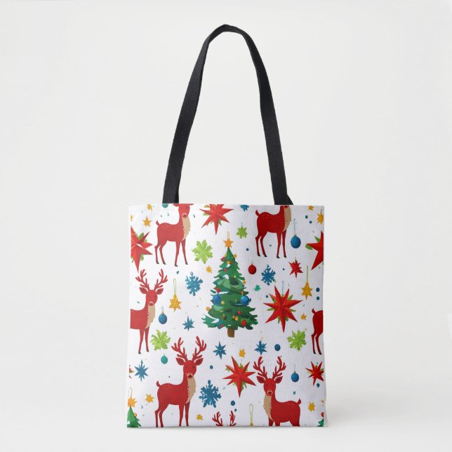 A Festive Christmas Pattern Digital Art Tote Bag (Front)
