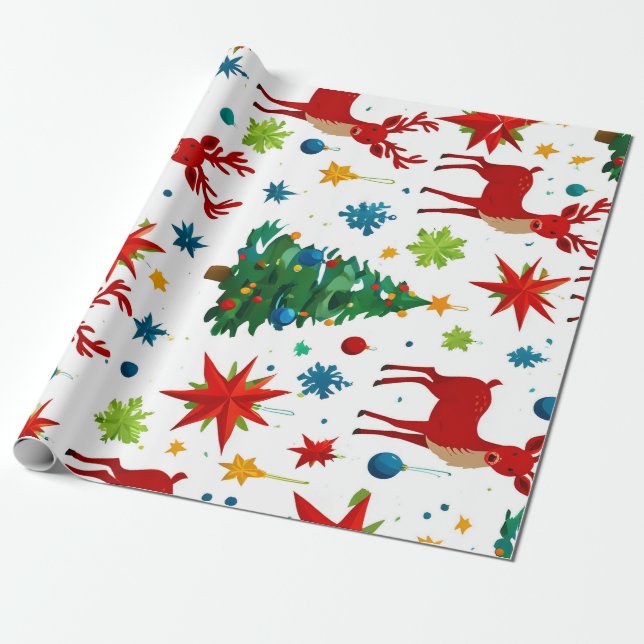 A Festive Christmas Pattern Digital Art Wrapping Paper (Unrolled)