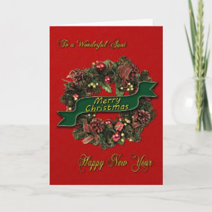 A festive Christmas Wreath for your aunt Holiday Card