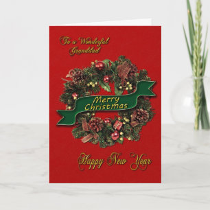 A festive Christmas Wreath for your Grandad Holiday Card