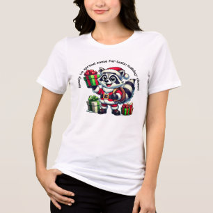 A festive racoon bringing joy with holiday gifts Tri-Blend shirt