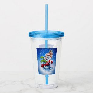 A festive snowman acrylic tumbler