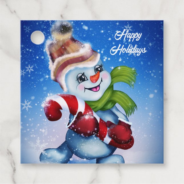 A festive snowman      favour tags (Front)