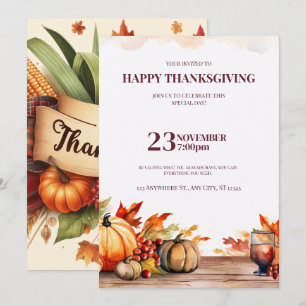 A FESTIVE THANKSGIVING INVITATION WITH A PUMPKIN