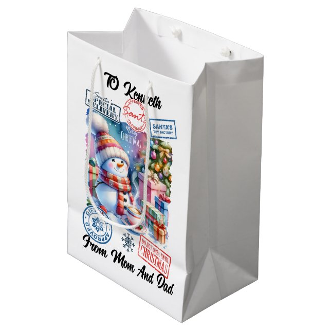 A Festive Winter Wonderland With Santa’s Sack Medium Gift Bag (Front Angled)