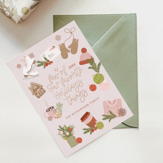 A Few of Our Favourite Christmas Things Blush Pink Foil Holiday Card (Creator Uploaded)