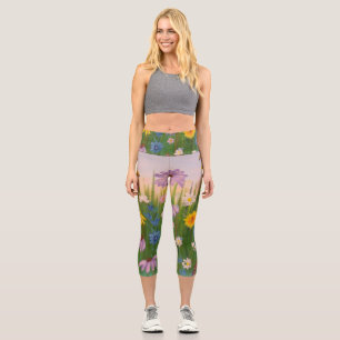 A field full of wild flowers capri leggings