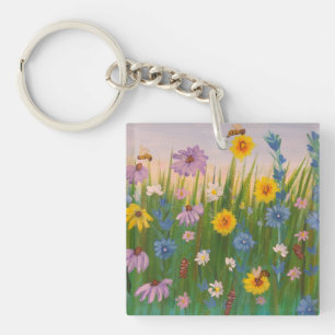 A field full of wild flowers key ring