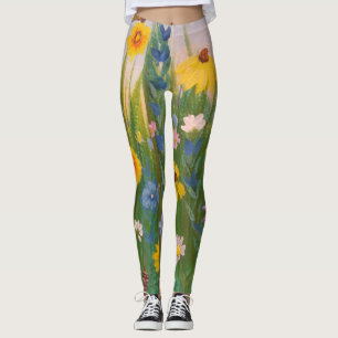 A field full of wild flowers leggings