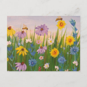 A field full of wild flowers postcard