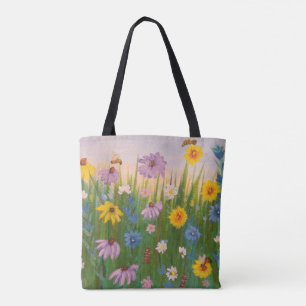 A field full of wild flowers tote bag