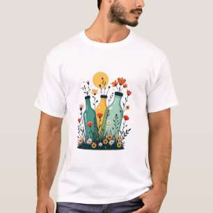 A Field of Flowers Growing Out of a Pile of Recycl T-Shirt