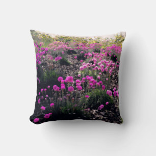 A field of pink flowers cushion
