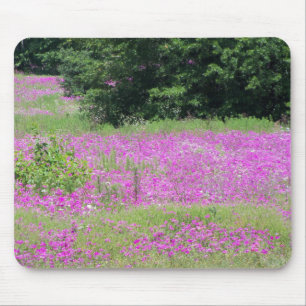 A field of pink spring wildflowers mouse pad