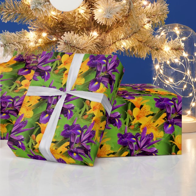 A Field of Purple and Gold: Irises and Liles Wrapping Paper (Holidays)
