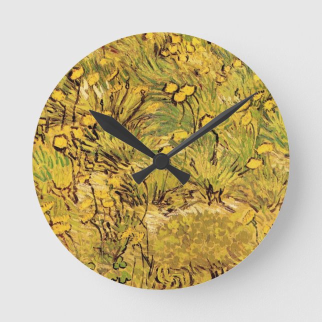 A Field of Yellow Flowers by Vincent van Gogh Round Clock (Front)