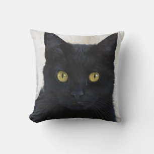 A fierce black cat face picture, cat lovers cushion
