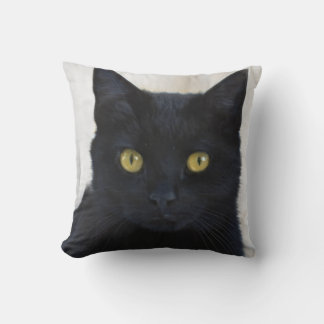 A fierce black cat face picture, cat lovers cushion