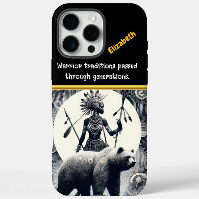 A fierce warrior poised alongside a majestic bear Case-Mate iPhone case (Back)