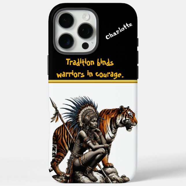 A fierce warrior stands with a majestic tiger Case-Mate iPhone case (Back)