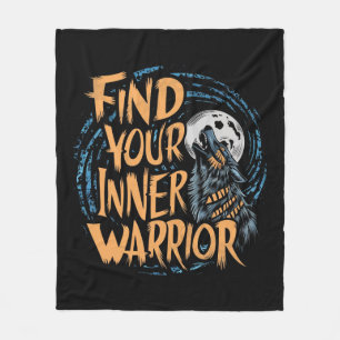 A fierce wolf adorned with tribal markings fleece blanket