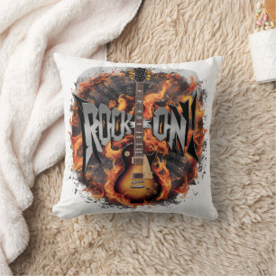 A fiery electric guitar ignites the rock spirit cushion