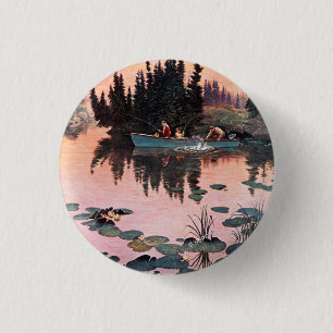 A Fine Catch by John Clymer 3 Cm Round Badge