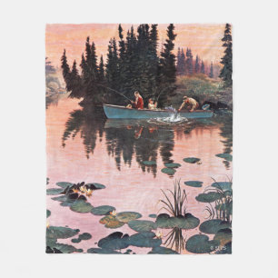 A Fine Catch by John Clymer Fleece Blanket