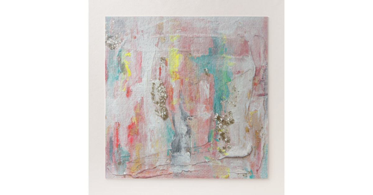 A Fine Day Mixed Media Abstract Painting Jigsaw Puzzle Zazzle