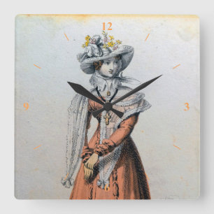 A Fine Lady. Square Wall Clock