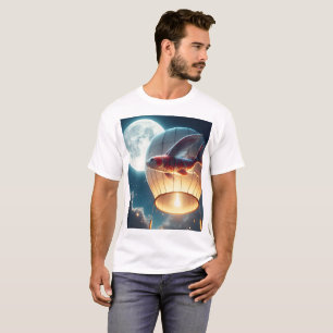 a fish in a hot air balloon with a moon in the T-Shirt