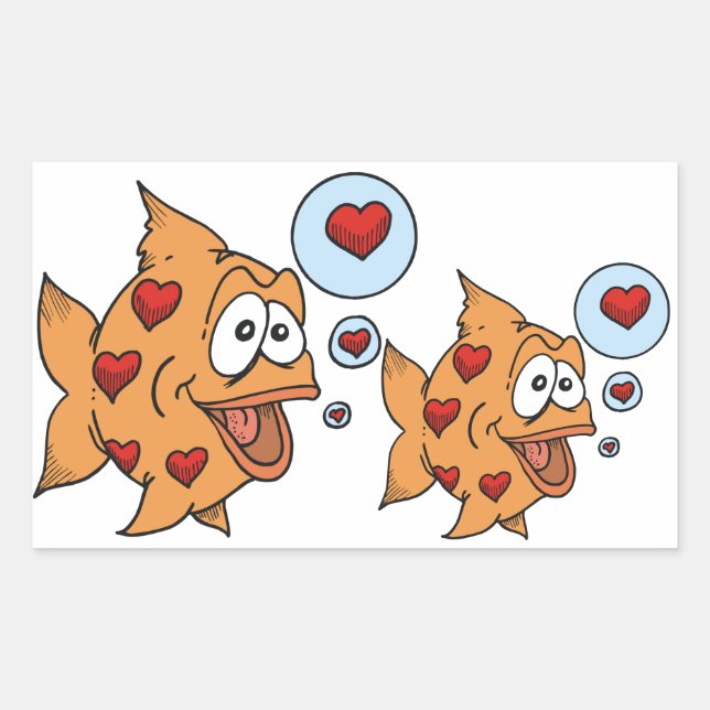 A Fish in Love - Rectangular Sticker (Front)