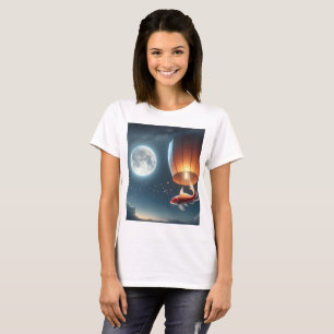 a fish jumping over a red fish with a moon in the T-Shirt