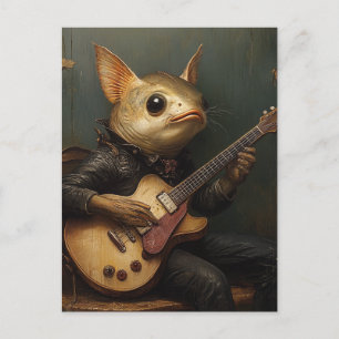 A fish playing guitar fantasy postcard