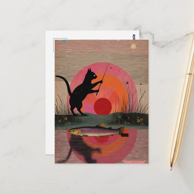 A Fishing Cat Postcard (Front/Back In Situ)