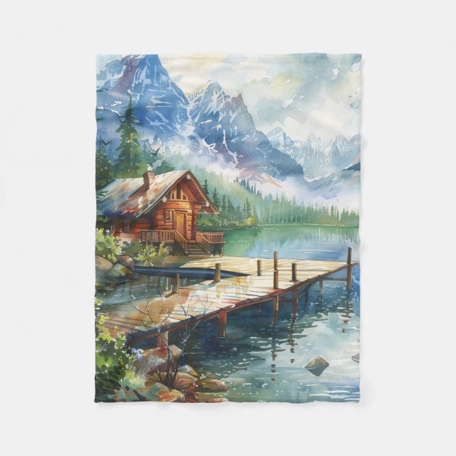 A Fishing Hose On The Lake Fleece Blanket (Front)