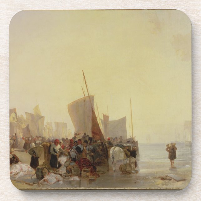 A Fishmarket Near Boulogne, c.1824 (oil on canvas) Coaster (Front)