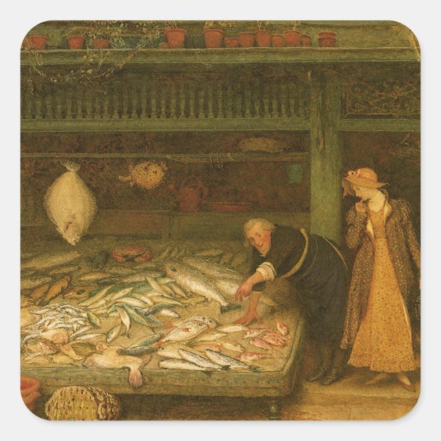 A Fishmonger's Shop by Frederick Walker Square Sticker (Front)