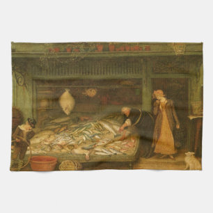A Fishmonger's Shop by Frederick Walker Tea Towel