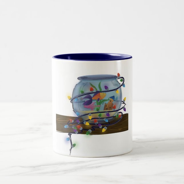 'A Fishy Christmas' Two-Tone Coffee Mug (Center)