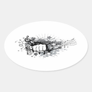 A fist that breaks the music oval sticker