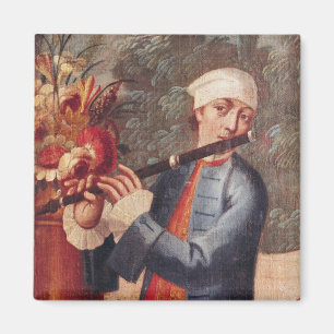 A Flautist, detail from a screen Magnet