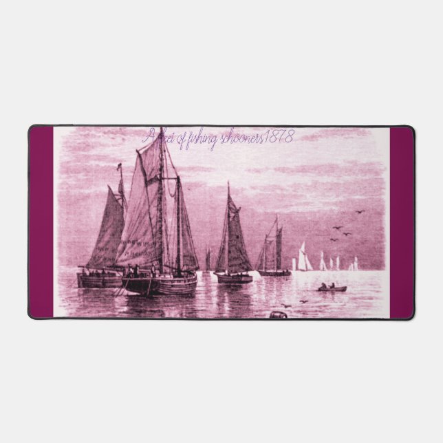 "A fleet of fishing schooners 1878" Desk Mat (Front)