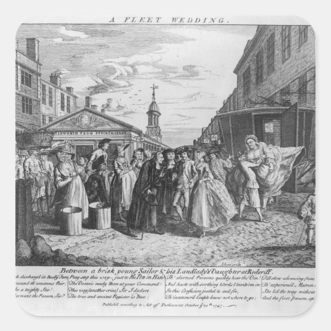 A Fleet Wedding, 1747 Square Sticker (Front)