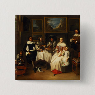 A Flemish Family at Dinner 15 Cm Square Badge