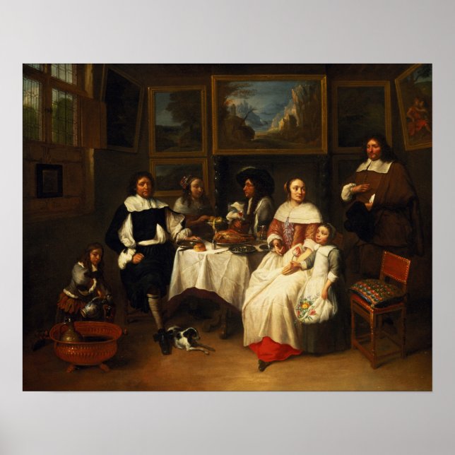 A Flemish Family at Dinner Poster (Front)