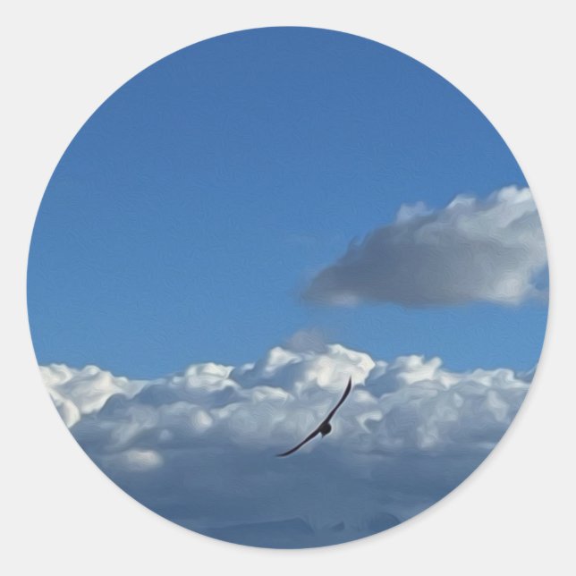 A flight under the clouds classic round sticker (Front)