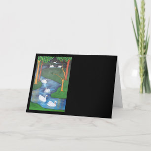 A Flock of Seven Swans-A-Swimming  Holiday Card